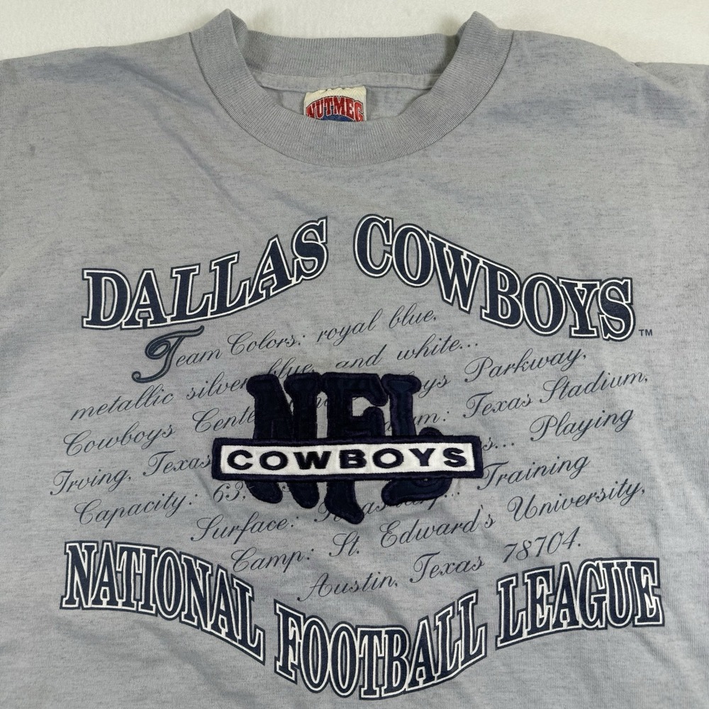 Dallas Cowboys Nutmeg Mills NFL T-Shirt Size L Made in USA 90s Single Stitch VTG